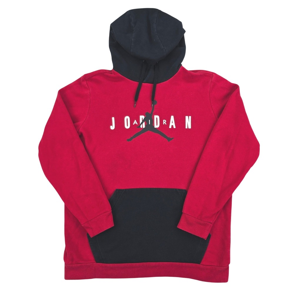 Jordan Jumpman Graphic Hoodie Mens Large Red Black Fleece Pullover AA1451-687